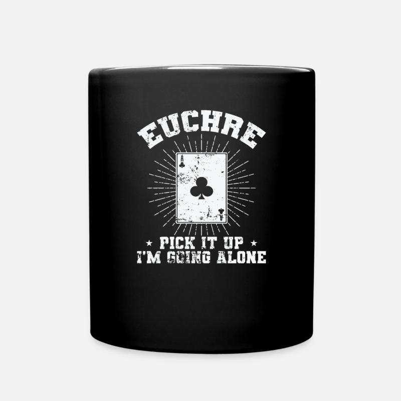 Euchre Pick it up Je vais seul jeu de cartes - Mug uni - noir