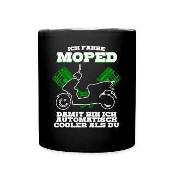 Mofa Motoroller Mopet Mofafahrer Moped - Tasse einfarbig - Schwarz - Vorne