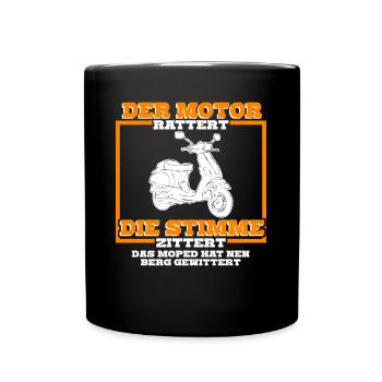 Mofa Mopet Mofafahrer Motoroller Moped - Tasse einfarbig - Schwarz - Vorne