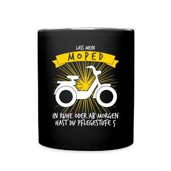 Mofa Moped Mopedfahrer Motoroller Mopet - Tasse einfarbig - Schwarz - Vorne