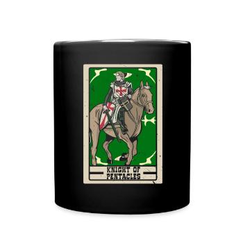 Ritter der Münzen Tarotkarte Wahrsagerei - Tasse einfarbig - Schwarz - Vorne