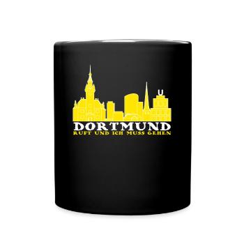 Dortmunder ruft Stadt Dortmund - Tasse einfarbig - Schwarz - Vorne