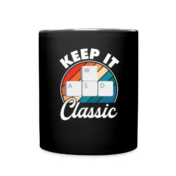 Retro Zocker Sprüche Gaming Geschenk - Tasse einfarbig - Schwarz - Vorne