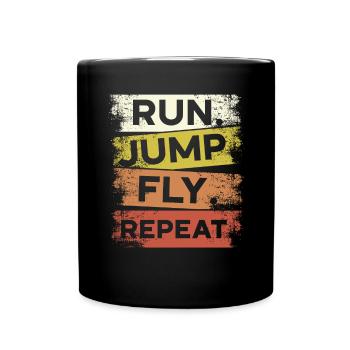 Run Jump Fly Repeat Parkour Free Running Traceur - Full Colour Mug - black - Front