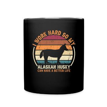 Travaillez dur - Retro Alaskan Husky - Mug uni - noir - Devant