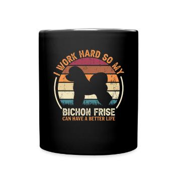 Travailler dur - Retro Bichon Frise - Mug uni - noir - Devant