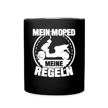 Moped Mofa Motoroller Mopedfahrer Mopet - Tasse einfarbig - Schwarz - Vorne