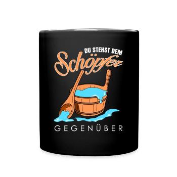 Sauna Schöpfer Saunist Saunieren - Tasse einfarbig - Schwarz - Vorne