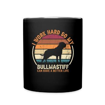 Work Hard - Retro Bullmastiff - Full Colour Mug - black - Front
