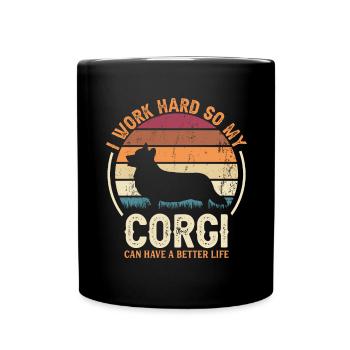 Travaillez dur - Retro Corgi - Mug uni - noir - Devant