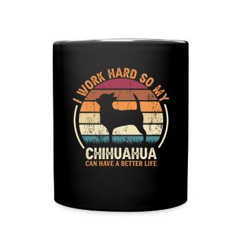 Arbeit Hart Arbeiten - Retro Chihuahua - Tasse einfarbig - Schwarz - Vorne