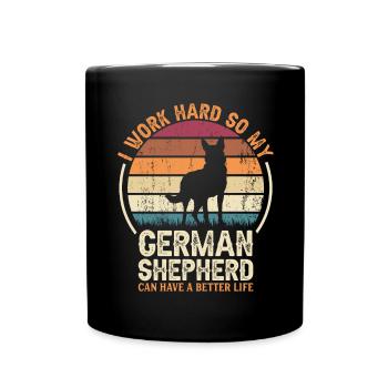 Travailler dur - Retro German Shepherd - Mug uni - noir - Devant