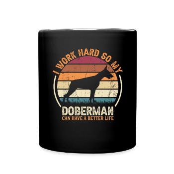 Travail acharné - Retro Doberman - Mug uni - noir - Devant