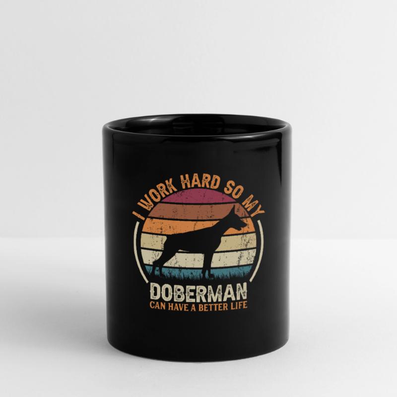 Hard Work - Retro Doberman Full Colour Mug