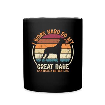 Travaillez dur - Retro Great Dane - Mug uni - noir - Devant