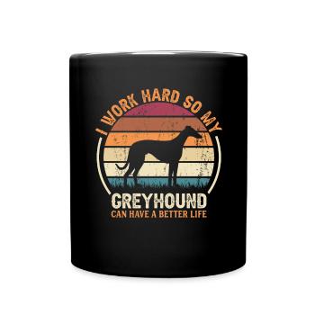 Hard work - Retro Greyhound - Full Colour Mug - black - Front