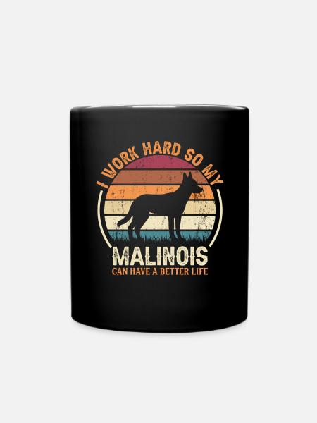 Travailler dur - Retro Malinois - Mug uni - noir