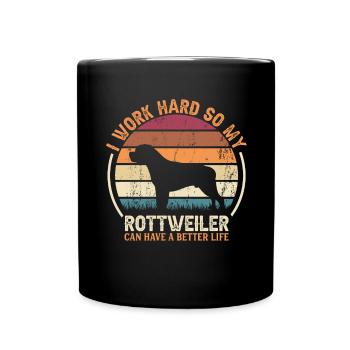 Hard Work - Retro Rottweiler - Full Colour Mug - black - Front