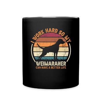 Arbeit Hart - Retro Weimaranerer - Full Colour Mug - black - Front