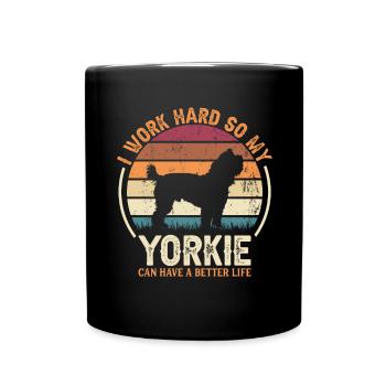Travaillez dur - Retro Yorkie - Mug uni - noir - Devant