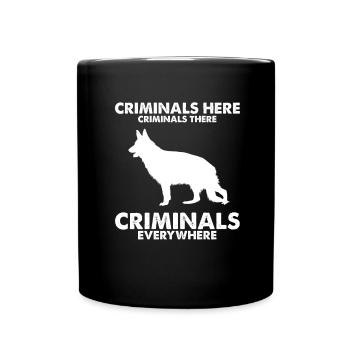 Design Deutscher Schäferhund Polizei Design - Tasse einfarbig - Schwarz - Vorne