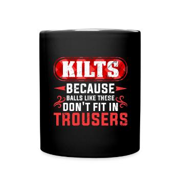 Schottischer Kilt Schottenrock Tartan Schottland - Tasse einfarbig - Schwarz - Vorne