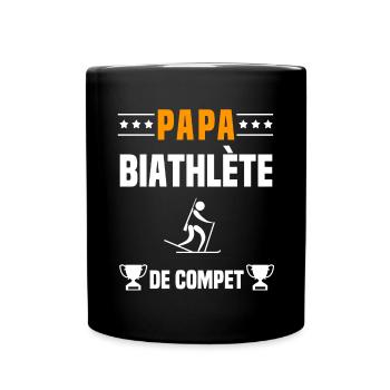 papa biathlète de compet père cadeau papa biathlon - Mug uni - noir - Devant