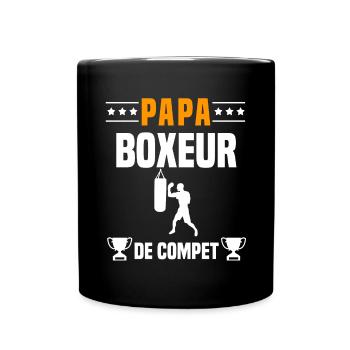 papa boxeur de compet père cadeau papa boxe - Mug uni - noir - Devant