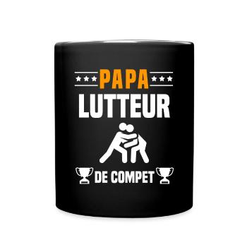 papa lutteur de compet père cadeau papa lutte - Mug uni - noir - Devant