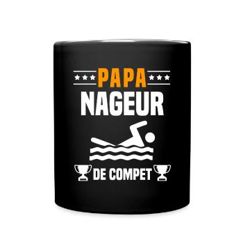 papa nageur de compet père cadeau papa natation - Mug uni - noir - Devant