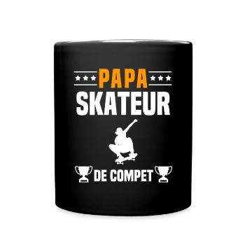 papa skateur de compet père cadeau papa skateboard - Mug uni - noir - Devant