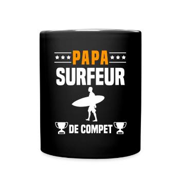 papa surfeur de compet père cadeau papa surf - Mug uni - noir - Devant