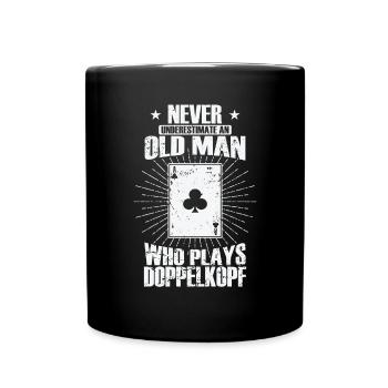 Ne sous-estimez jamais un vieil homme par Doppelkopf - Mug uni - noir - Devant