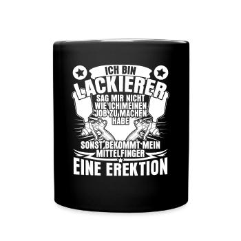 Autolackierer Mittelfinger Airbrush - Tasse einfarbig - Schwarz - Vorne