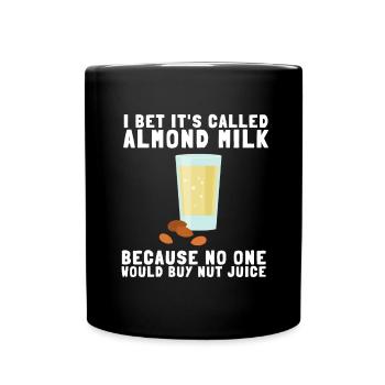 Almond Milk Dairy Free Vegan Milk Plant Based - Full Colour Mug - black - Front