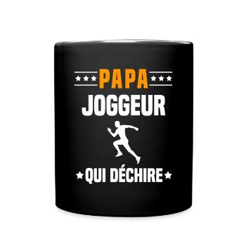 papa joggeur qui déchire papa running - Mug uni - noir - Devant