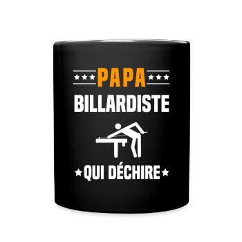 papa billardiste qui déchire papa billard - Mug uni - noir - Devant