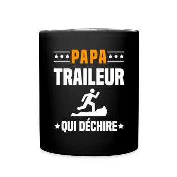 papa traileur qui déchire papa trail - Mug uni - noir - Devant