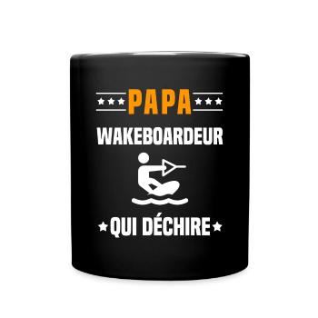 papa wakeboardeur qui déchire papa wakeboard - Mug uni - noir - Devant