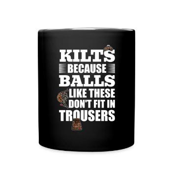 Schottischer Mann Kilt Träger Schottenrock - Tasse einfarbig - Schwarz - Vorne