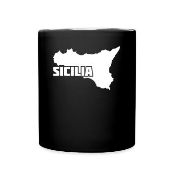 Sizilien Insel Umriss Sicilia - Tasse einfarbig - Schwarz - Vorne