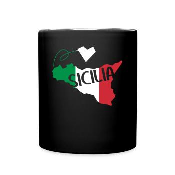 Sizilien Italien Flagge Herz Sicilia - Tasse einfarbig - Schwarz - Vorne