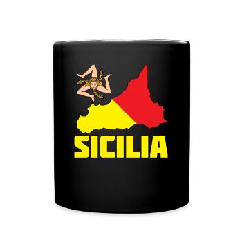 Sizilien Flagge Wappen Sicilia - Tasse einfarbig - Schwarz - Vorne