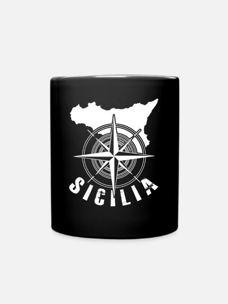 Sicile Italie Boussole Sicile - Mug uni - noir