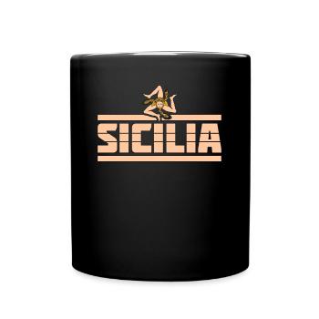 Sizilien Wappen Sicilia - Tasse einfarbig - Schwarz - Vorne