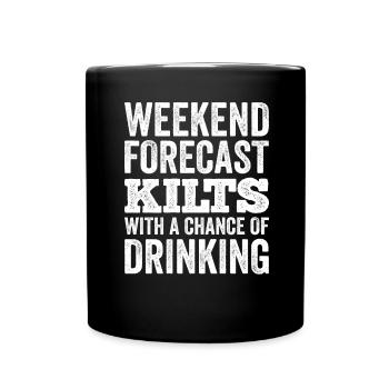 Herrenrock Schottenrock Kilt Schottland Spruch - Tasse einfarbig - Schwarz - Vorne
