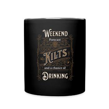 Herrenrock Schottenrock Kilt Schottland Spruch - Tasse einfarbig - Schwarz - Vorne