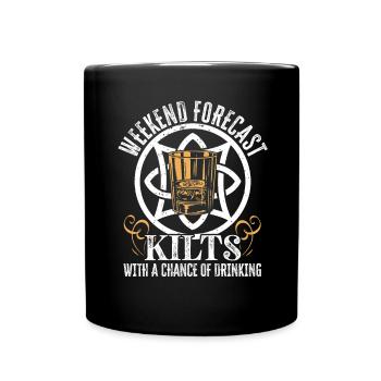 Herrenrock Schottenrock Kilt Schottland Spruch - Tasse einfarbig - Schwarz - Vorne
