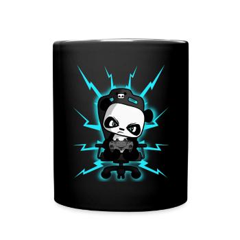 Cute Gaming Panda, PEW PEW, Nerd, Gamer, Gaming - Full Colour Mug - black - Front