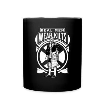 Real Men Wear Kilts- Schottenroch Herrenrock - Tasse einfarbig - Schwarz - Vorne